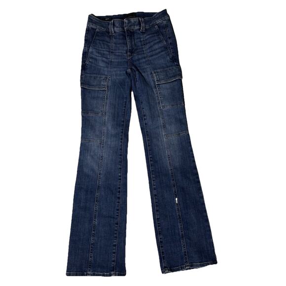WHBM WHITE HOUSE BLACK MARKET HIGH-RISE CARGO BOOT CUT JEANS SZ 2 - Picture 1 of 6